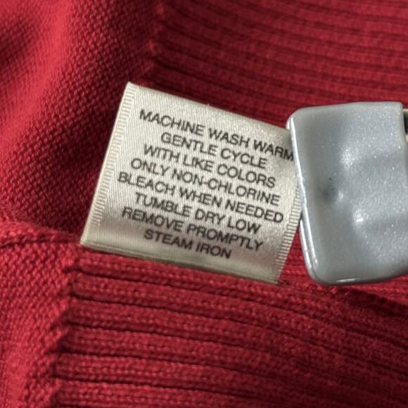 Red Ruffle Tie Front Cardigan Sweater Whimsy Twee Coastal Cowgirl Retro Mod M - Picture 5 of 5